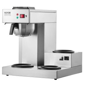 VEVOR 12 Cups Commercial Drip Coffee Maker, Coffee Maker Machine with 3 Glass Carafes and 3 Warmer Plates