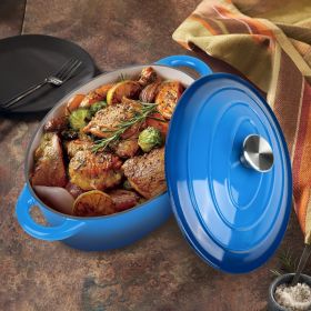 Cast iron soup POTS are suitable for various tools, such as ceramic, gas, induction cookers or barbecue grills. It can be used for cooking (Color: Gradient deep blue)